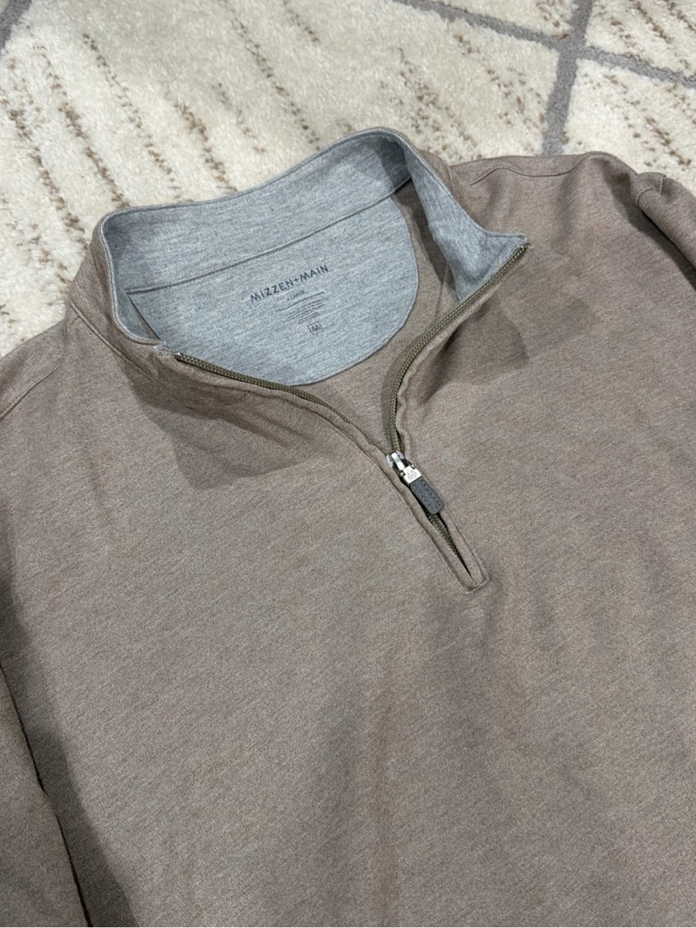 Mizzen Main ProFlex Sweater Men’s XL Brown 1/4 Quarter Zip Golf Pullover Stretch
